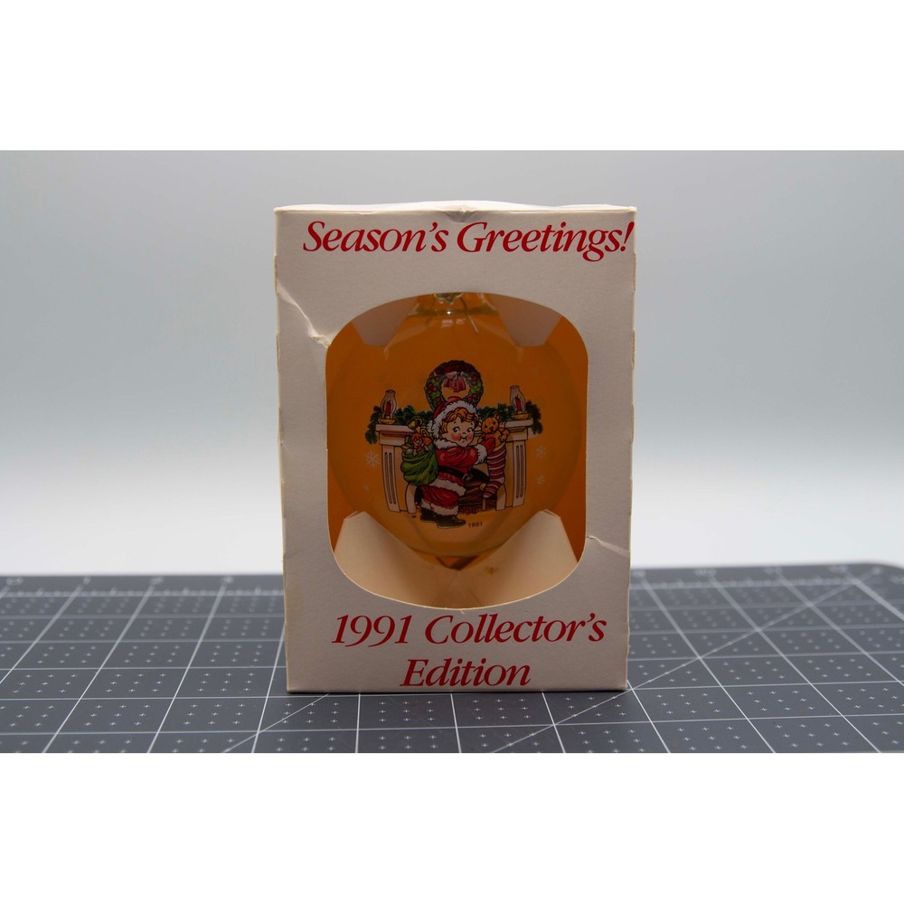 Vintage 1991 Campbell Kids Collectors Edition Christmas Ornament Glass Ball Box